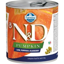 N&d Pumpkin Balkabaklı Tahılsız Kuzu Etli ve Yaban Mersinli Yetişkin Köpek Konservesi 285 gr