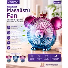 Auhma Taçlı Mini Masaüstü Fan USB Şarjlı Sessiz Taşınabilir Vantilatör 3 Kademeli Hız Ayarlı
