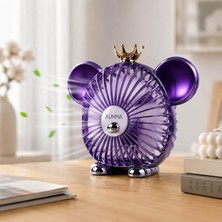 Auhma Taçlı Mini Masaüstü Fan USB Şarjlı Sessiz Taşınabilir Vantilatör 3 Kademeli Hız Ayarlı