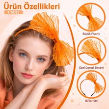 Alvera Collection 80’ler 90’lar Neon Turuncu Dantel Taç Fiyonklu