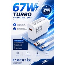 Exonix Type-C 67 Watt Turbo Hızlı Şarj Aleti Adaptör+Kablo(Set) 67W (Watt) Xiaomi Redmi Note 11/11PRO/12/12 PRO/13/13PRO Uyumlu Xiaomi,realme,oppo (67W Destekleyen Type-C Cihazlar)
