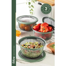 Stile Cucina Linea 3 Adet 3 Litre Yuvarlak Sızdırmaz Çerez & Meyve & Bakliyat Saklama Kabı Yeşil