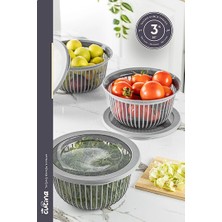 Stile Cucina Linea 3 Adet 3 Litre Yuvarlak Sızdırmaz Çerez & Meyve & Bakliyat Saklama Kabı Beyaz Füme