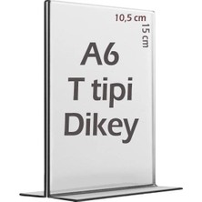 A6 T-Tipi Dikey Şeffaf Pleksi Föylük Menü Broşür Etiket Fotoğraflık Albüm Stand Sehpa