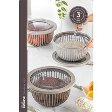 Stile Cucina Linea 3 Adet 3 Litre Yuvarlak Sızdırmaz Çerez & Meyve & Bakliyat Saklama Kabı Bej