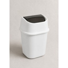 Jet's Home Beyaz Çöp Yut Çöp Kovası 6 L - Sallanır Kapaklı Kompakt Banyo Odası ve Masa Altı Çöp Kutusu