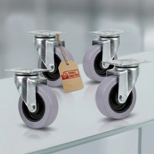 YNC 75MM Mobilya Tekerlek Seti 4 Frensiz, Sessiz, 200KG, 360° Döner, Iz Bırakmaz, Tabla Bağlantılı