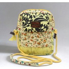 Cappadocia Vintage Kadın Sarı Çiçek Desenli Omuz Çantası - Bohem Tarz Mini El ve Telefon Çantası