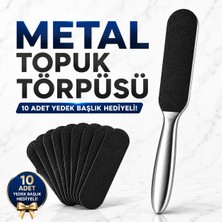 Topuk Törpüsü Ayak Bakım Ölü Derici Giderici + 10 Adet Yedek Başlık Metal Törpü Nasır Temizleme Bakım Rende Kırmed
