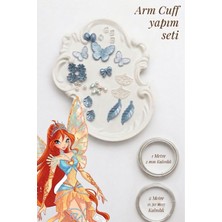Hobi Dünyası Evim Armcuff Yapım Seti Winx Serisi Inci Detaylı Arm Cuff 30 Adet Boncuk 2 mm ve 0.30 mm Gümüş Tel Kol Bilekliği - Mavi