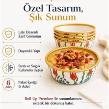 Trend Hediye Sepeti Premium Yuvarlak Lale Desenli Aşure Kasesi 250 ml Yapışmaz Yüzey 6 Adet