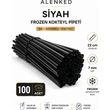 Alenked Siyah Pipet Frozen Kokteyl Pipet 100'LÜ