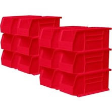 Esranın Dünyası Kırmızı Plastik Saklama Kabı 27,9 x 12,7 cm - 12 Adet Istiflenebilir