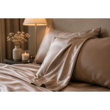 ICON SILK 'Sleep&Glow' %100 Saf Ipek Fermuarlı Yastık Kılıfı 1 Adet (Şampanya Beji)