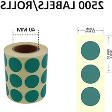 Esranın Dünyası 25MM Yuvarlak Renk Kodu Etiketler - 2500 Adet, Yeşil