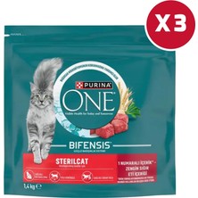 Purina One Sığır Etli Kısırlaştırılmış Kedi Maması 1,4 kg x 3 Paket