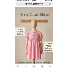 Beyzelif Ahşap Kelebek Düğmeli Şile Bezi Çocuk Elbisesi (4-5 Yaş)