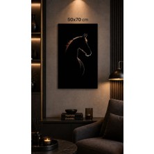 Bade Müzik Siyah At Silüeti Kanvas Tablo – Modern ve Şık Duvar Dekoru | 50X70 cm