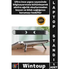 Wintoup #laptopstandı Ergonomik Portatif Notebook Standı Siyah 2 Kademeli Katlanır Yapışkanlı Laptop Standı