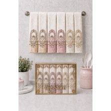 Hig Store Fransız Güpürlü Nakışlı Hediyelik Çeyizlik Gelin Damat Bohçası Kutulu %100 Pamuk Havlu Havlu Seti 30X50 Ebat 6 Adet