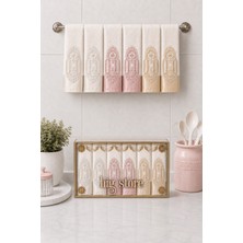 Hig Store Fransız Güpürlü Nakışlı Hediyelik Çeyizlik Gelin Damat Bohçası Kutulu %100 Pamuk Havlu Havlu Seti 30X50 Ebat 6 Adet
