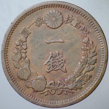 Banknoting Japonya 1 Sen 1877 Imparator Meiji Dönemi. 27,9 Mm.