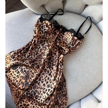 Hama Love Kadın Leopar Saten Gecelik