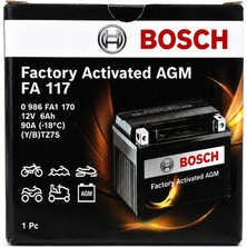 Pulsar NS125 Akü Bosch FA117 Agm Motosiklet Aküsü 12V 6AH 90A YTZ7S Bakımsız Fabrika Aktivasyonlu