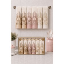 Hig Store Fransız Güpürlü Nakışlı Hediyelik Çeyizlik Gelin Damat Bohçası Kutulu %100 Pamuk Havlu Havlu Seti 30X50 Ebat 6 Adet