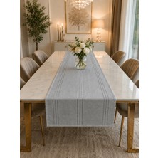 Zeyno Home Tekstil %100 Polyester Dertsiz Leke Tutmaz Şerit Desenli Runner Masa Örtüsü 53X220 cm