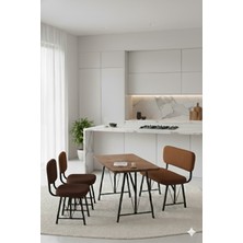 Parlazonhome Elfin 70X110 Atlantik Sabit, 2 Sandalye 1 Bench, Masa Sandalye Takımı, Mutfak Masası Takımı - Kahve