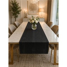 Zeyno Home Tekstil %100 Polyester Dertsiz Leke Tutmaz Şerit Desenli Runner Masa Örtüsü 53X220 cm