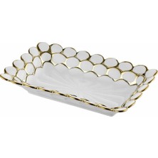 Roykıng Lena Dikdörtgen Derin Sunum Tabak Gold 20*30*5