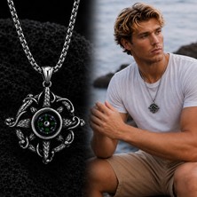 Voyage Accessory Paslanmaz Çelik Çalışır Durumda Marine ve Gotik Tarz Pusula Kolye
