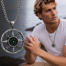 Voyage Accessory Paslanmaz Çelik Çalışır Durumda Marine ve Gotik Tarz Pusula Kolye
