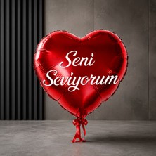 Kuzey Oyuncak Vıp Kalite 19 Adet Seni Seviyorum Kırmızı Kalpli Folyo Balon 46 cm Şişer Parlak Metalik Kalpli Balon