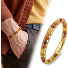 Moncuk Design Çelik Halat ve Titanyum Kilitli Faset Akik Bileklik 33512B2DH9