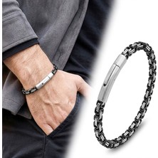 Moncuk Design Siyah&beyaz Tekli 4mm Kral Model Çelik Zincir Erkek Bileklik – Çelik Kilitli 33515B2D10
