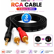 Anktek 2 Rca Kablo 3.5mm Stereo Lale (3 Metre) 2xrca Aux Audio Ses Kablosu 3.5mm To 2rca