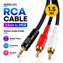 Anktek Rca Kablo (1.5 Metre) 3.5mm To 2rca Stereo Lale 2 x Rca Aux Audio Ses Kablosu