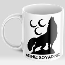 Akıncı Store Kişiye Özel Isim Yazılı Bozkurt ve Üç Hilal Temalı Kupa Bardak - Ülkücü, Vatansever Hediye