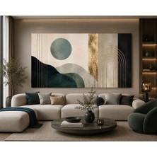 Ftrmalzemecim Modern Mavi Gold Geometrik Soyut Tablo – Çerçevesiz Premium Kanvas Duvar Dekoru | Salon, Yemek Odası, Ofis ve Yatak Odası Için Lüks Büyük Boy Tablo