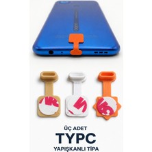 Emre Bilişim Type-C Yapışkanlı Telefon Toz Önleyici Tıpa - Kaybolmayan Şarj Soketi Koruyucu (3'lü Paket)