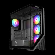 Vento VG4202FL Mid Tower, 850W 80+ Siyah, Temperli Cam, Rgb, Atx Gamıng Kasa