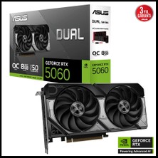 Asus DUAL-RTX5060-O8G, 8gb, 128BIT, Gddr7, 1xhdmı, 3xdp Gamıng Ekran Kartı