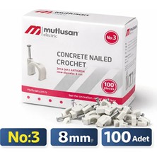 Mutlusan No:3 Çivili Kroşe 8 mm Beton Çivili Kablo Kroşesi 2x1.5 - 3x1.5 Antigron 100 Adet