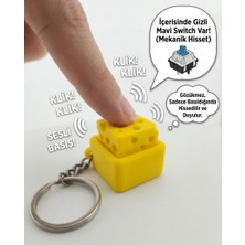 Peynir Model Mekanik Tuş Anahtarlık - Clicky Sesli Mavi Switch Stres Anahtarlığı