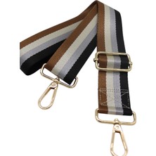 Anatolia Craft Kahve-Bej-Gri-Siyah Çizgili Ayarlanabilir Polyester Çanta Omuz Askısı Çanta Sapı 4cm X120CM