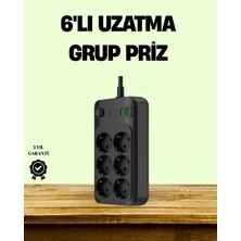 2500W Güçlü 6’lı Priz USB ve Type-C Çıkışlı Termal Korumalı