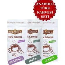 Belmoka Anadolu Türk Kahvesi Seti (Menengiç-Dibek-Sultan) 3*100 gr